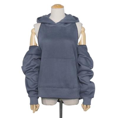 China Good Quality Anti-wrinkle Women's Drop Shoulder Hoodies Custom Blank Pullover Oversized Off The Shoulder Hoodie for sale