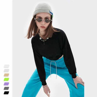 China Casual Anti-Wrinkle Fashion Loose Customize Embroidery Crewneck Crop Sweatshirt Luxury Women for sale