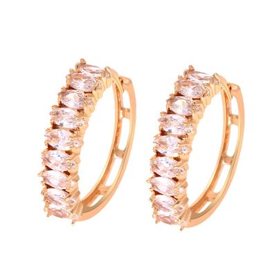 China Fashionable Jewelry Wholesale Copper Gold Plated Large Circle Earring Color Zirconia Marquise Women Round Hoop Earrings For for sale