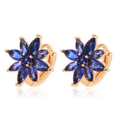 China High Quality Marquise Stone Flower Huggie Earrings Fashionable Hot Selling Zirconia Circle Earring 18k Gold Color For Women for sale