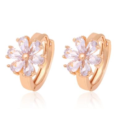 China Wholesale TRENDY Shape Copper Color High Quality Pear Earring Huggie Earring 18k Gold Cubic Zirconia Flower Stone Earrings For Women for sale