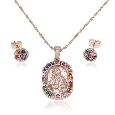 China Fashion Virgin of GuadalupeTrendy Jewelry Pour Women Earrings Necklace Pendant Catholic Jewelry Set for sale