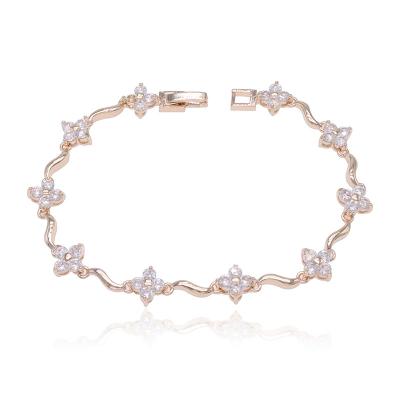 China 2021 Trendy Simple Multicolor Ladies Jewelry Bracelet, 14k Gold Plated Zircon Jewelry Bracelet for sale