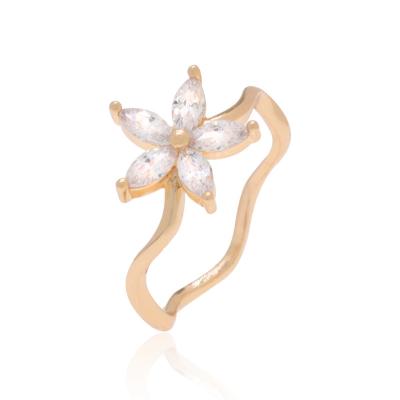 China Other Simple Flower Design Ladies Ring Jewelry Female Women's Cubic Zirconia Gold Plated Ring for sale