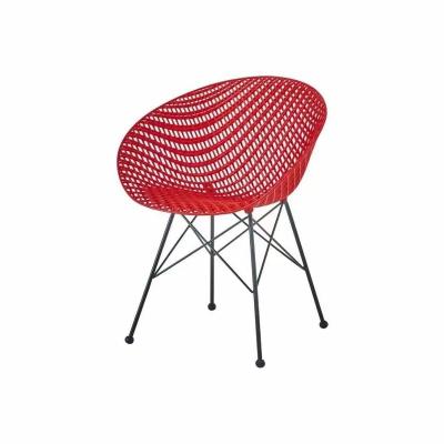 China Plastic dinng chair indoor& factory direct sale price outdoor cheap nest chair plastic seat with metal legs spraying black outdoor dining chairs for sale