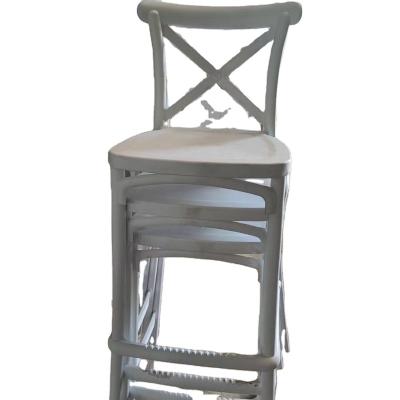 China Plastic dinng chair indoor& Outdoor Cross Back PP Plastic Bar Stool Dining Chair Wedding Events Kitchen Furniture Garden Bar Chairs for sale