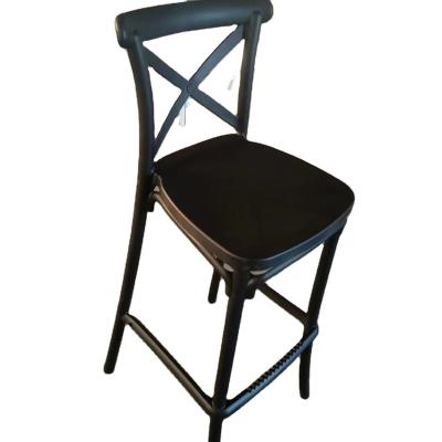 China Plastic dinng chair indoor& Factory Direct Sale PP Outdoor Cross Back Bar Stool Dining Chair Wedding Events Kitchen Furniture Garden Bar Chairs for sale