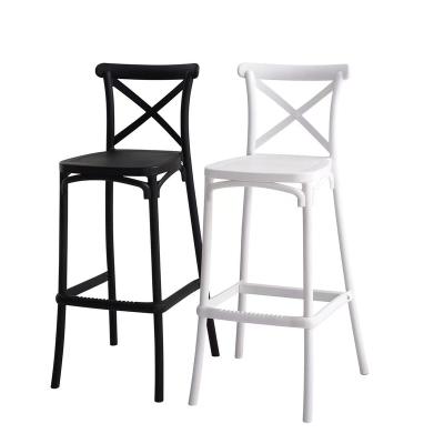 China Plastic dinng chair indoor& outdoor plastic modern nordic cross umpire chair hotel bar shop style pp back bar stools for sale