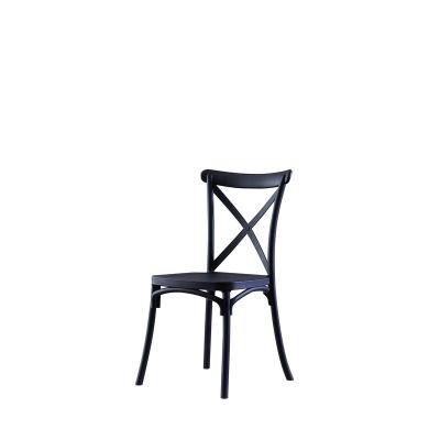 China Wholesale Different Options Black White Event Color Outdoor Stackable Monoblock Crossback Stackable Dining Chairs for sale