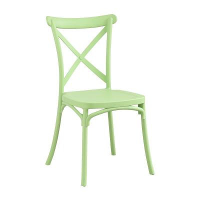 China Plastic dinng chair indoor& Factory Direct Supply UNE EN12520 Outdoor Stackable Wholesale Test Report Silla Resin Cross Dining Back Chair for sale