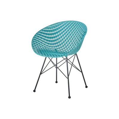 China Plastic dinng chair indoor& Factory direct sale pp outdoor useful plastic seat with metal legs spraying plastic nest dining chair for sale