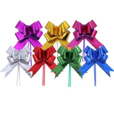 China 2022 New Design Metallic Color PP Ribbon Butterfly Pull Bow With Lace For Gift Wrapping Decoration for sale