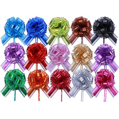 China Large Organza Pull Bow Wedding Car Christmas Decoration Flower Ball Snow Yarn Organza Pull Bow Ribbon Twine Bows for sale