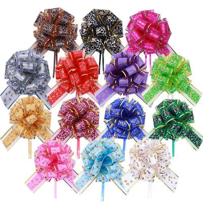 China 2022 Christmas Organza Pull Bow Gift Wrap Decorations Pull Flower Ribbon Organza Pom Pom Pull Bow Maker for sale