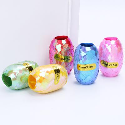 China 5mm*10m Rainbow Color Ribbon Curling Egg Christmas Iridescent Decorative Iridescent Balloon Party Gift Wrapping for sale