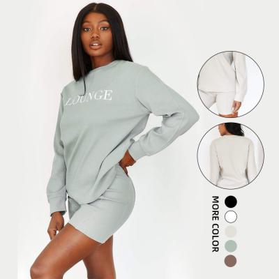 China 2022 new arrival QUICK DRY sweatshirt and shorts women set cotton causal comfortable women's sweat shorts set for sale