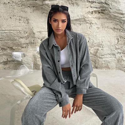 China Comfy Causal Two-Piece Set Women's Drop-Down Set Anti-pilling Cotton Jacket Sweatshirt and Pant Set 2021 New Cloth Women's Clothing for sale