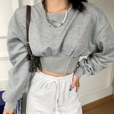 China OEM 2021 Wholesale Custom Women's Croptop Quality Anti-Shrink Long Sleeve Cropped Top Hoodie Women for sale