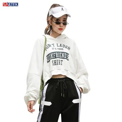 China Anti-Shrink Plus Size Cropped Hooded Solid Pullover Tops Autumn Casual Crop Top Sweatshirt Women Hoodies for sale