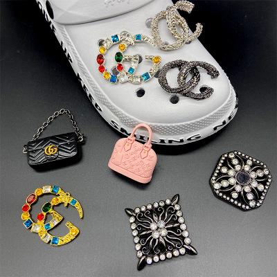 China Wholesale Shoe Charm Croc Charms Luxury Designer Charms Diamond Shoe Charms Bling Metal Decoration for sale