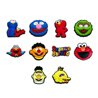 China New Style Croc Sesame Street Shoe Charm Soft PVC Shoe Charms Shoe Decorations for sale