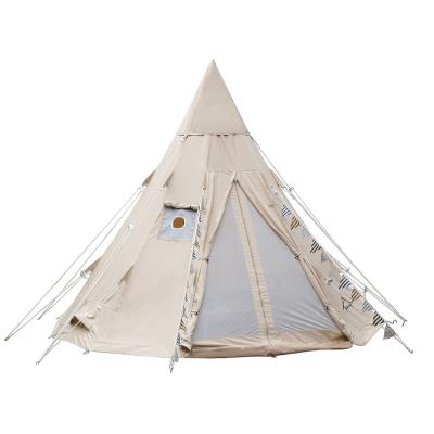 China Straight Tying Type Indian Glamping Teepee Tents For Camping Outdoor Waterproof Canvas Pyramid Teepee Tent 5m for sale