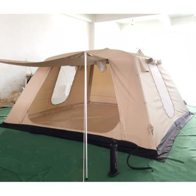 China Straight Tying Type Outdoor Canvas Customized Waterproof Glamping Tent Single Layer Inflatable Tent for sale