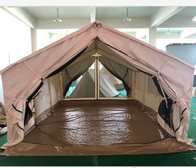 China UV-resistant cotton canvas luxury style frame safari glamping wall tent for outdoor family camping for sale