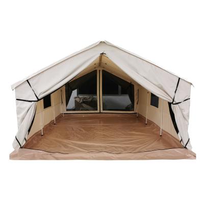 China high quality UV-resistant cotton canvas wall tent safari tent glamping double door waterproof outdoor lodge tents for sale