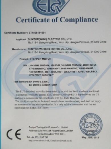 CE - Sumtor (wuxi) Electric Co., Ltd.