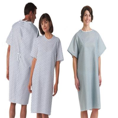 China Place Medical Patient Dresses Polka Dot Printing Women Cotton Hospital Plain Printed Patient Uniform Reusable Patient Gown for sale