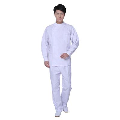 China New Stylish Hospital Hospital Staff Uniforms Double Button Doctor White Lab Coat for sale