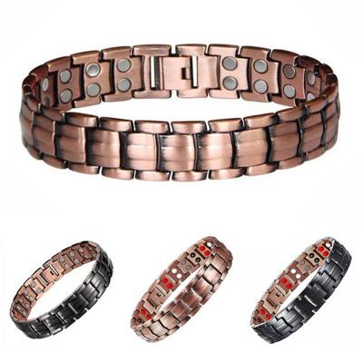 China Wholesale Titanium Steel Medical Bracelet 15mm Wide Arthritis 4 In 1 Heavy Magnetic Copper Bracelet for sale