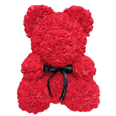 China decorative flowers & Teddy Bears With Box Flower 40Cm 25Cm Roses Valentines Foam Heart Gift Mini Preserved Artificial Valentine Rose Bear Gifts for sale