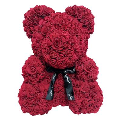 China decorative flowers & Braid 40CM Valentine's Day Girlfriend Birthday Gift Foam Flower Bear Rose Bear Wedding Party Decoration for sale