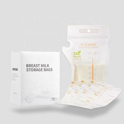 China Wholesale BPA Free Freezer V-Coool BPA Free Safe Zipper Lock Self-Standing Up Breastmilk Storage Bag For Breastfeeding for sale