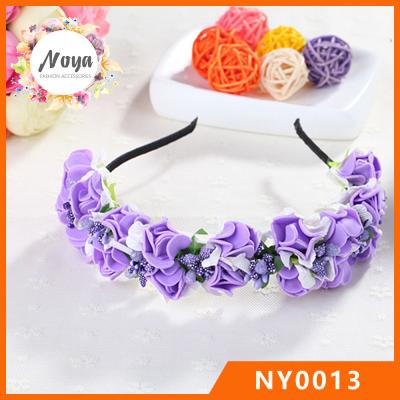 China Cute Handmade Gilrs Artificial Flower Hair Band Cheap Garland Hair Wreath for sale