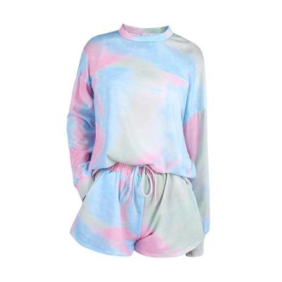 China Breathable Tie Dye Leopard Adults 2PCS Women Female Sports Long Sleeve Casual Clothing Sets Jogging Suit for sale