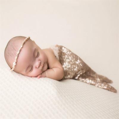 China Newborn Polyester / Cotton Mermaid Sequins Tail Outfit Baby Photo Prop for sale