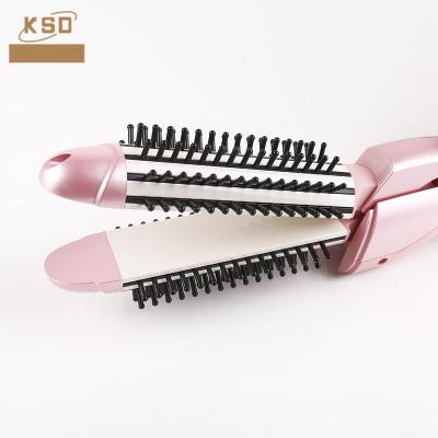 China Household 2 in 1 Floding Hair Straightener and Hair Curler with Comb Teeth for sale