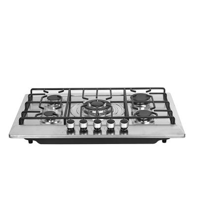 China Hotel Kitchen built-in 5 burner gas stove Stainless steel safety device gas cooker  Kitchen 5 burner Gas Hob for sale