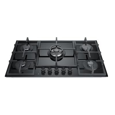 China Hotel Kitchen appliance built-in 5 burner gas stove Cocina de gas CKD SKD tempered glass Household Gas Hob for sale