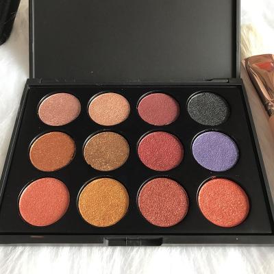 China Dye 12 Colors Eyeshadow Palette Makeup Waterproof Cosmetic Top Pressed Waterproof Pans Custom Logo Your Own Brand for sale