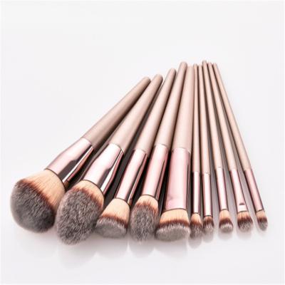 China Angular Blush Pribate 9/10pcs Custom Label Makeup Set Brush Wholesale With Opp Bag Luxury Champagne Makeup Brushes for sale