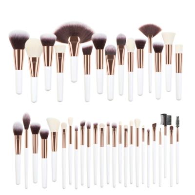 China Angular Blush 40 Pieces Professional Artist Personalized White Rose Gold Makeup Brush Set With Nice Make Up Brush Bag Beauty Tools for sale