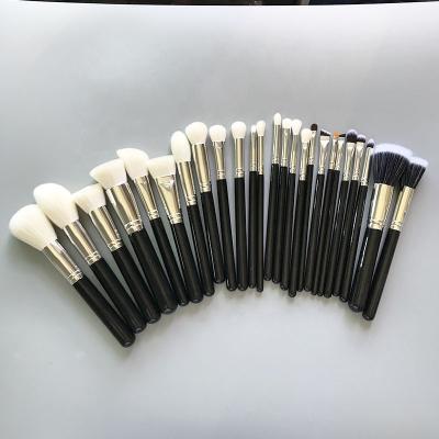 China Angular Blush 25pcs Natural Goat Hair Makeup Brushes Customized Cosmetics Set Brush With Synthetic Pony Animal Hair for sale