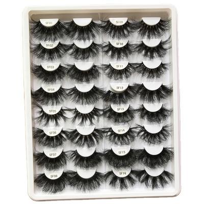 China High Quality Private Label 25mm Long Mink Hair Natural Messy Fluffy Eyelashes False Lashes Party Lashes With Customized Packing for sale