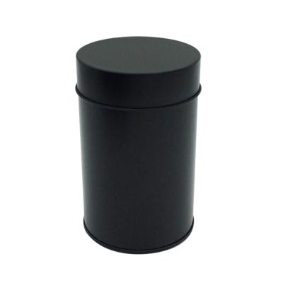 China Online Wholesale Round Airtight Tea Beverage Tin Can Black With Double Lids for sale