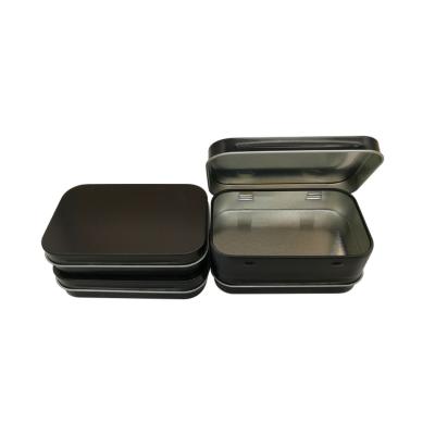 China Small Rectangle Black Cosmetic Empty Cosmetic / Brow Soap / Perfume Solid Metals Tin Case for sale