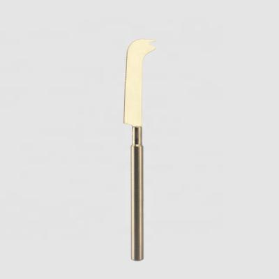 China Viable Factory Direct Stainless Steel Handle Cheese Cutter Tools Spreader Blade Bread Block Golden Cheese Knife for sale